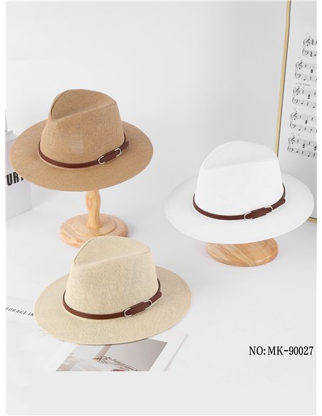 Sombrero fedora de rafia con banda minimal