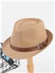 Sombrero fedora de rafia con correa lisa