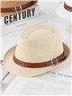 Sombrero fedora de rafia con banda trenzada