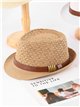 Sombrero fedora de rafia con detalle metalizado