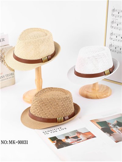 Sombrero fedora de rafia con detalle metalizado 2