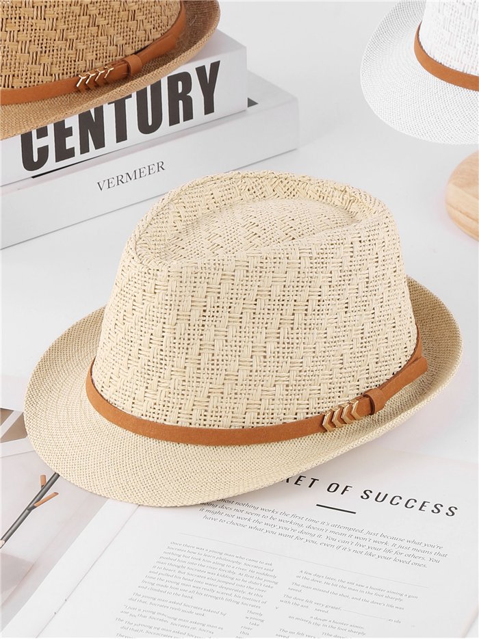 Chapeau fedora tressé avec sangle latérale