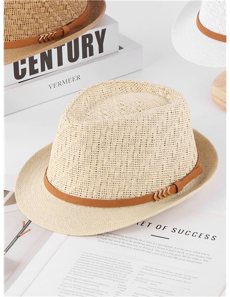 Chapeau fedora tressé avec sangle latérale
