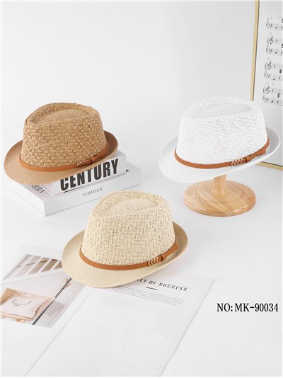 Sombrero fedora trenzado con tira lateral 2