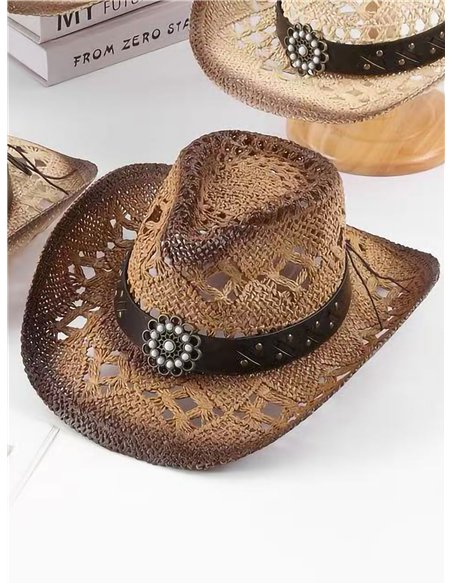 Sombrero cowboy calado con cinta vintage