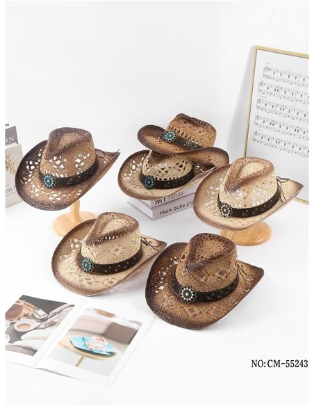Sombrero cowboy calado con cinta vintage