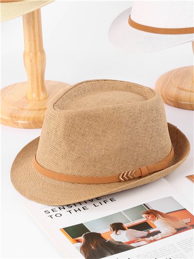 Sombrero fedora de rafia con cinta fina