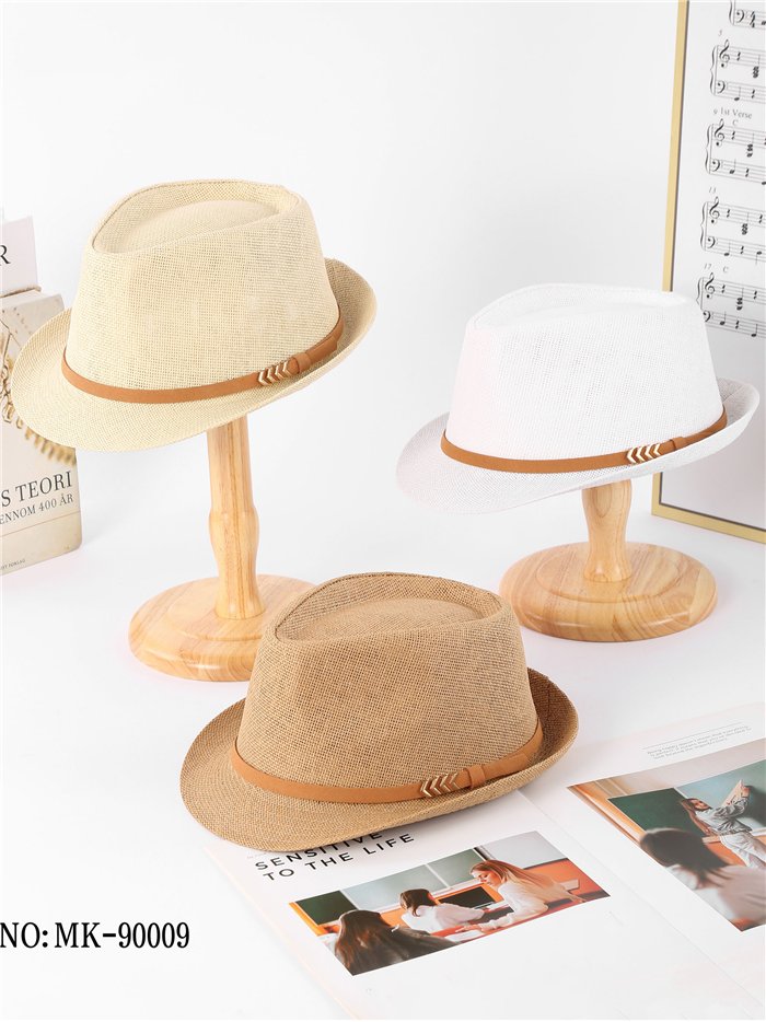 Sombrero fedora de rafia con cinta fina