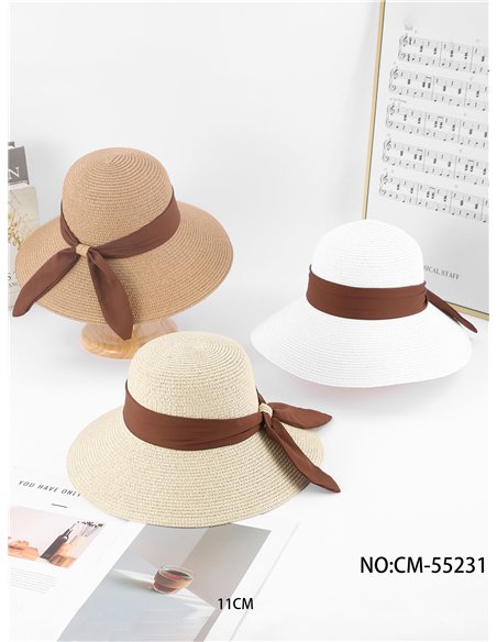 Chapéu de ráfia com laço simples