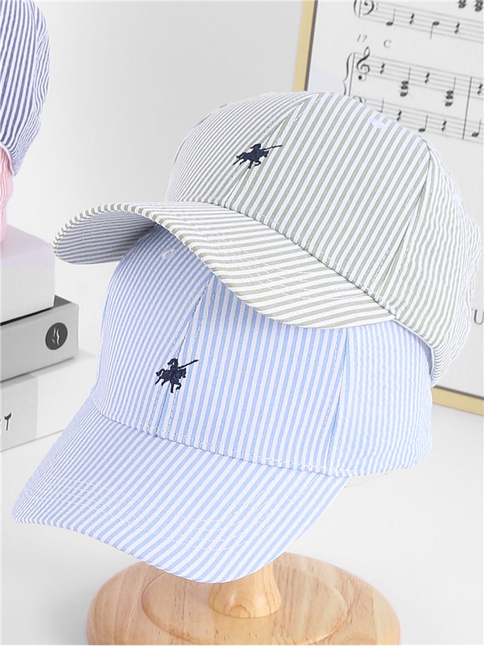 Embroidered striped baseball cap