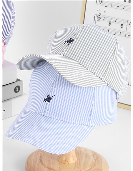 Embroidered striped baseball cap