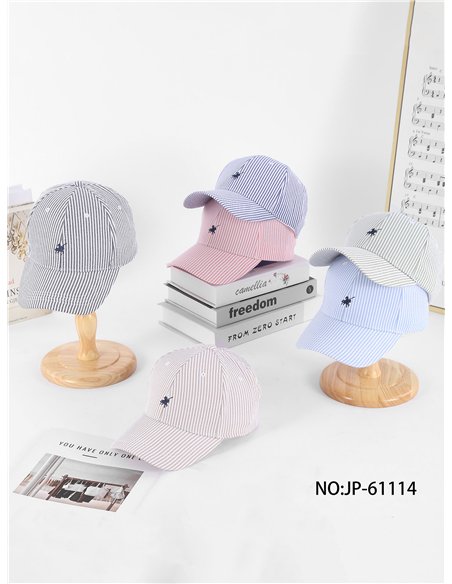 Embroidered striped baseball cap