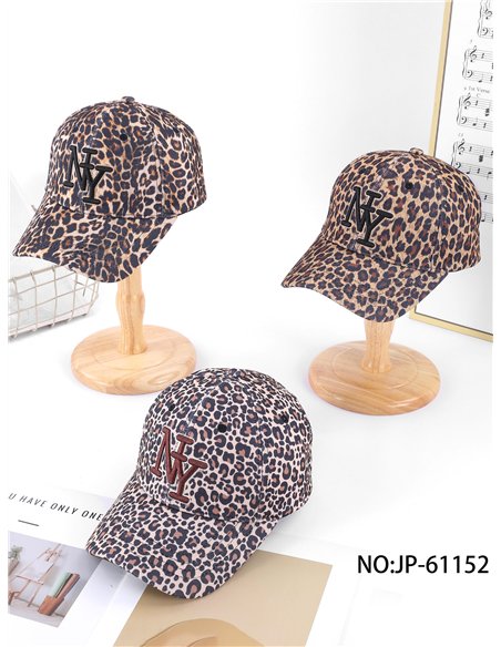 Gorra visera animal print con bordado frontal