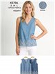 Blusa símil denim bordada sin mangas