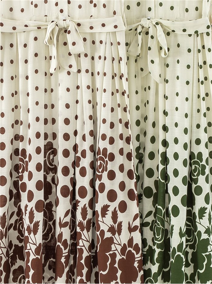 Vestido camisero lino con lunares y flores