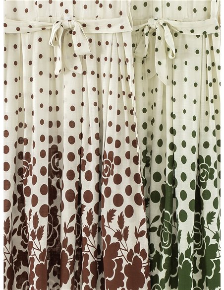 Vestido camisero lino con lunares y flores