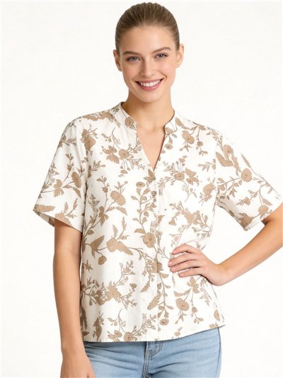 Camisa estampada de flores detalle calados