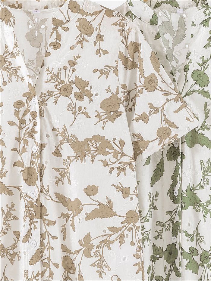 Camisa estampada de flores detalle calados