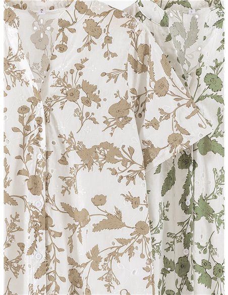 Camisa estampada de flores detalle calados