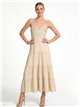 Vestido largo de lino detalle trenzado con tirantes finos