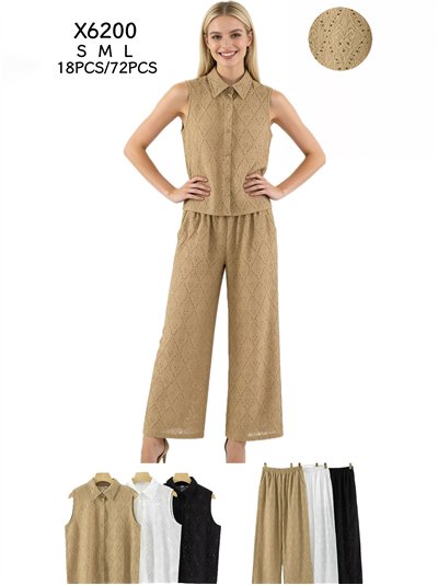 Conjunto vazado: camisa sem mangas e calça 2