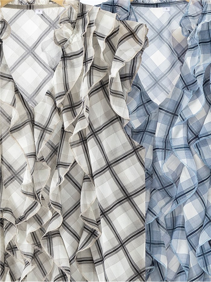 Camicetta a quadri con volant