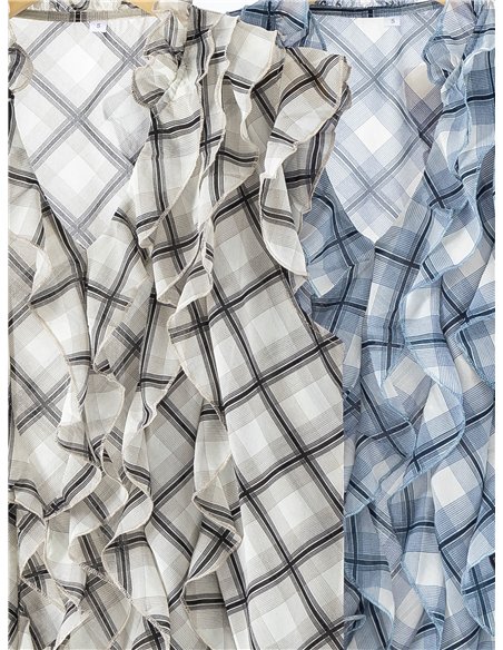 Camicetta a quadri con volant