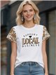Camiseta texto mangas encaje