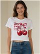 Camiseta crop de cerezas lazo