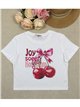 Camiseta crop de cerezas lazo