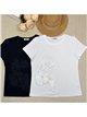 T-shirt con fiori ricamati sul lato