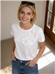Besticktes Blumen-T-Shirt mit Schulterdetail