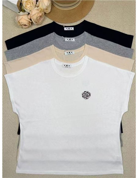 Camiseta amplia parche flor