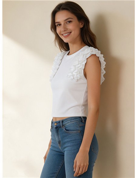 Haut à manches volantées