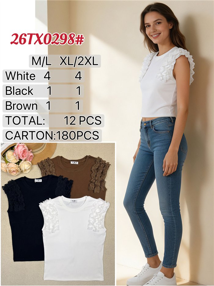 Haut à manches volantées