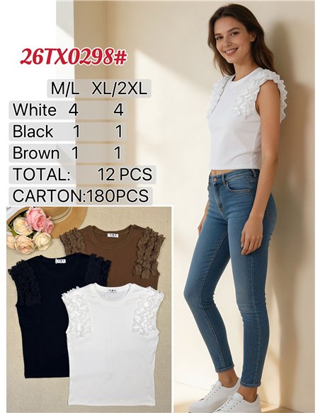 Haut à manches volantées