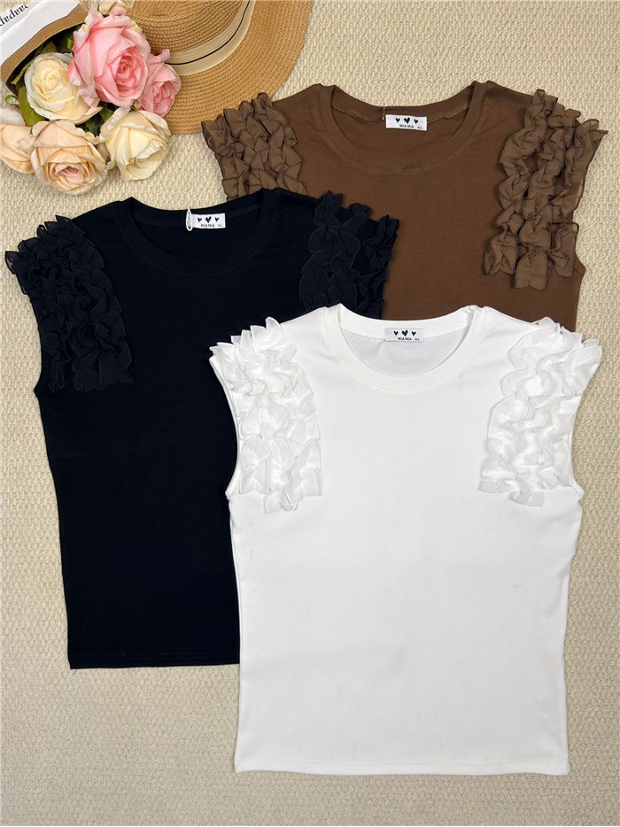 Haut à manches volantées