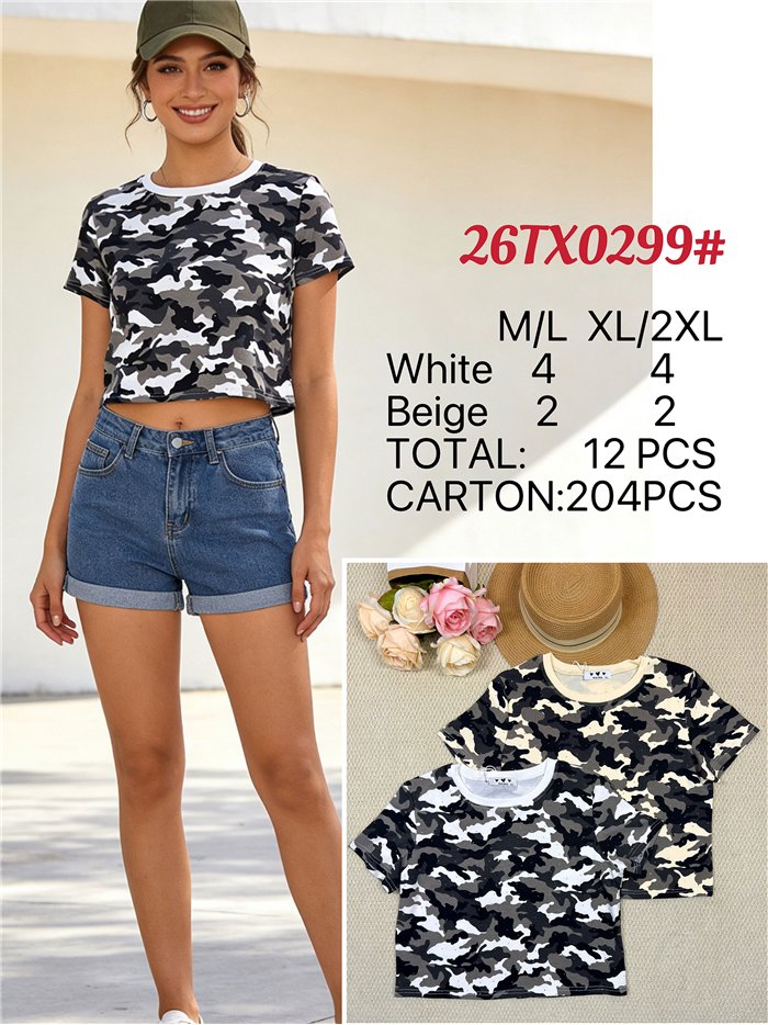 Top corto con stampa mimetica