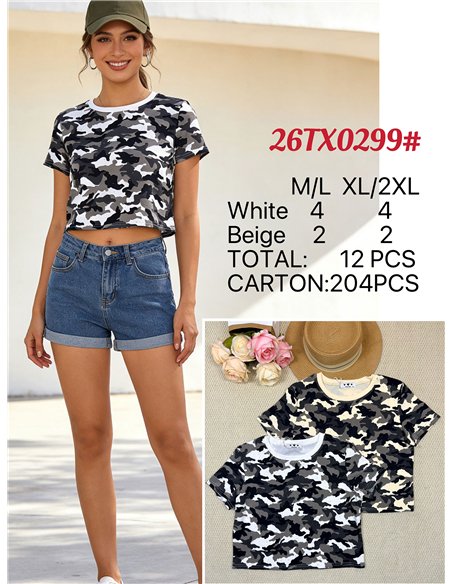 Top corto con stampa mimetica