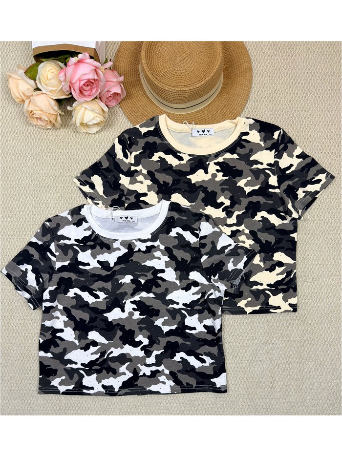 Top corto con stampa mimetica