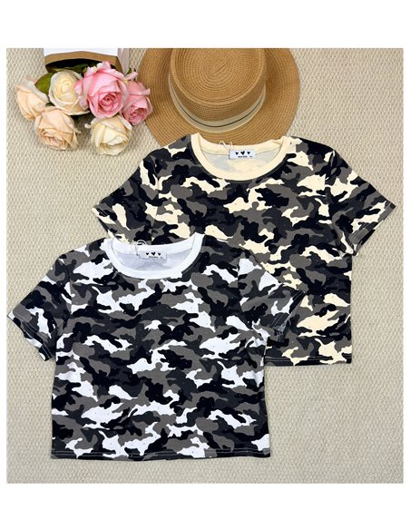 Top corto con stampa mimetica