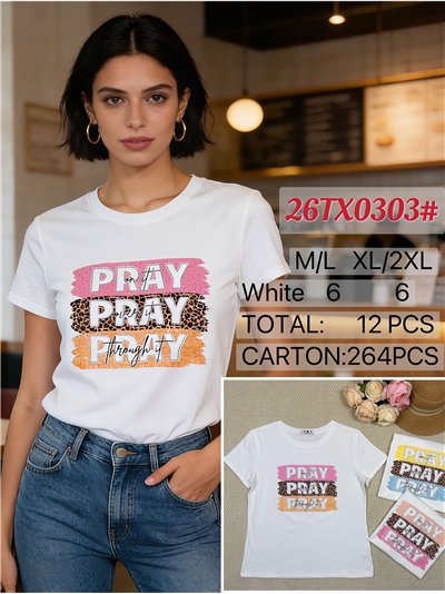 camiseta estampada orar 2