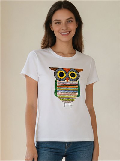 Camiseta búho multicolor