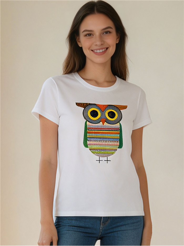 Camiseta búho multicolor