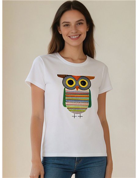 Camiseta búho multicolor
