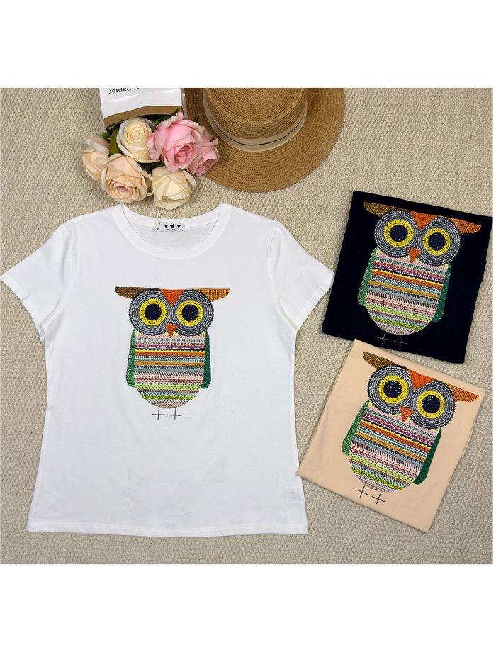 Camiseta búho multicolor