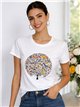 T-Shirt mit mehrfarbigem Baum-Print