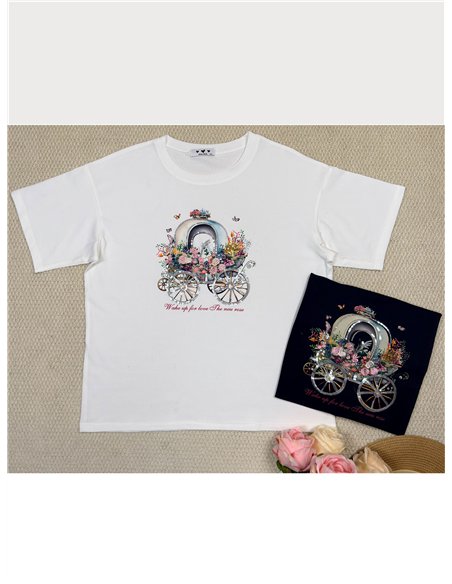 Camiseta carruaje floral