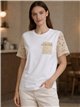 Camiseta manga crochet detalle bolsillo