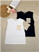 Camiseta manga crochet detalle bolsillo